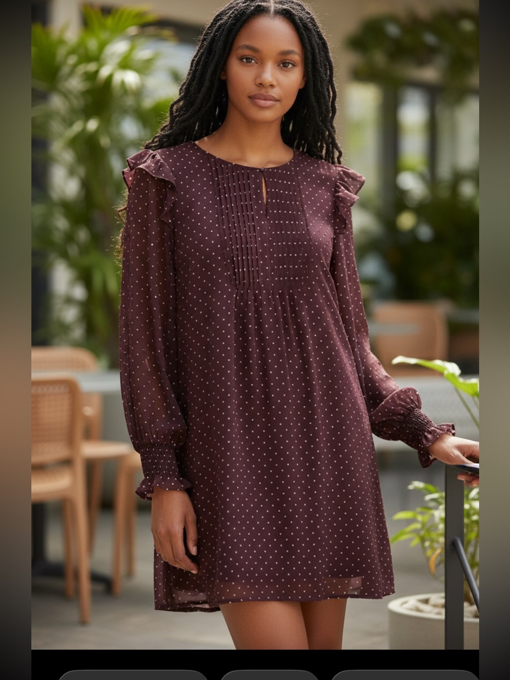 LC Lauren Conrad Beautiful Maroon Dress with White Dot Retail $150